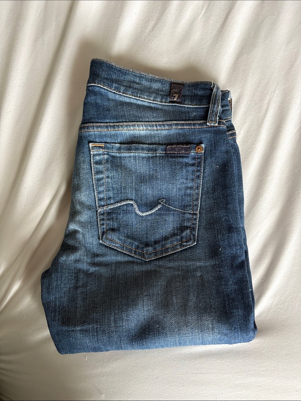 7 For All Mankind Slim Straight Jeans in Dark Blue Wash